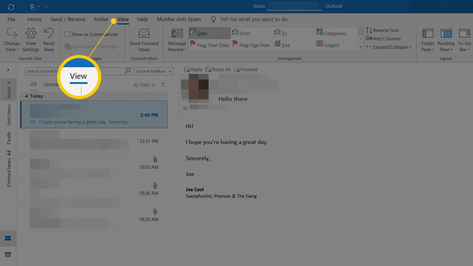 Bold font greyed out in outlook